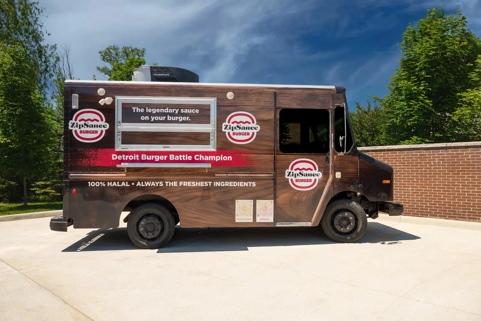 ZipSauce Burger food truck full side profile with serving window